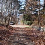 物件北東側から南西方向を撮影。物件は道路右側。